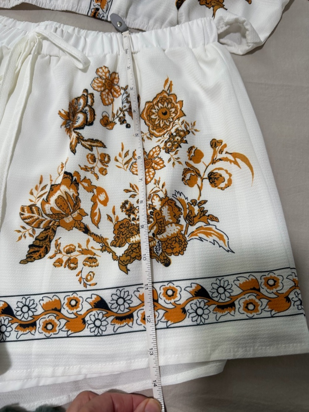 New Amazon White/Brown Floral Print Women's Short Set, Size Large - Picture 11 of 14